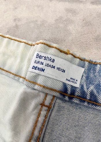 Bağcıklı İki Renkli Midi Denim Şort - Görsel 2