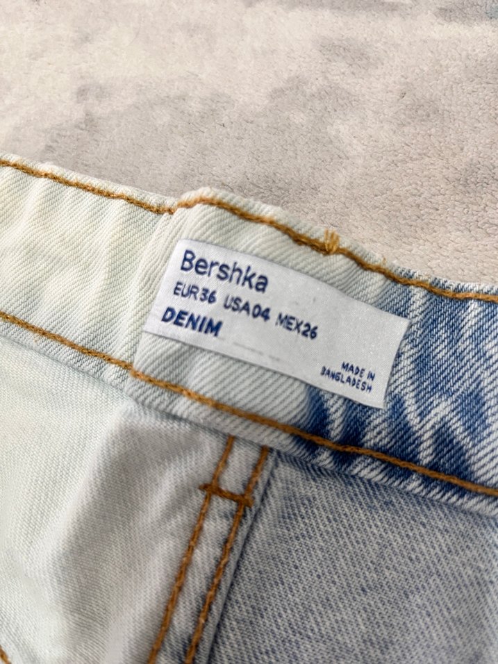 Bağcıklı İki Renkli Midi Denim Şort - Görsel 2