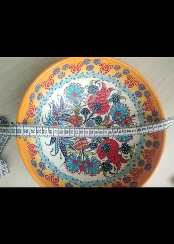  Beden Çiçek Desenli Renkli Dekoratif Tabak