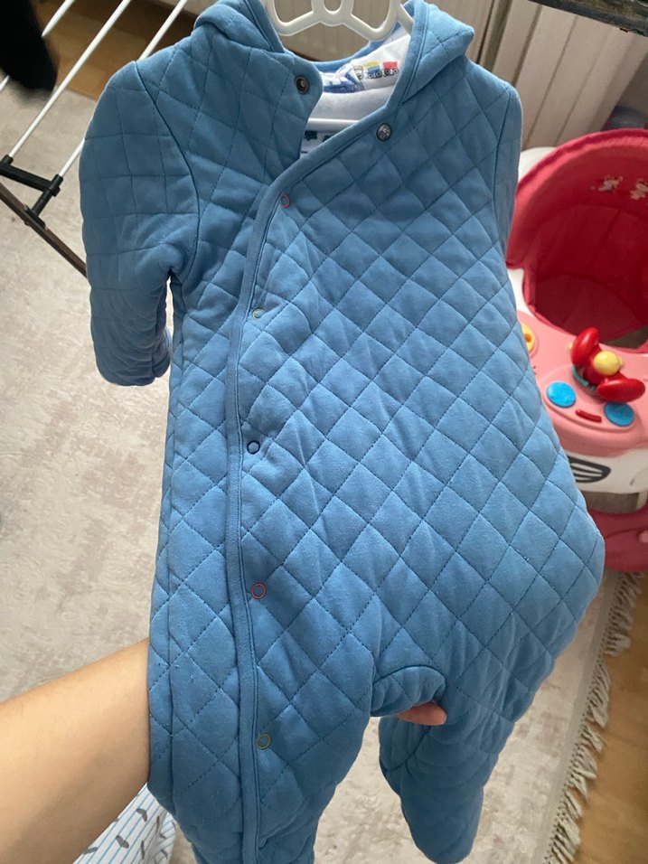 Düğmeli Mavi Bebek Tulumu - Görsel 2