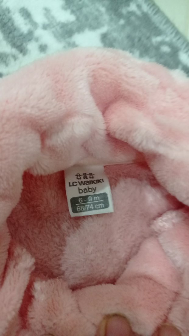 Kız Çocuk Pembe Düğmeli Peluş Kaban - Görsel 4