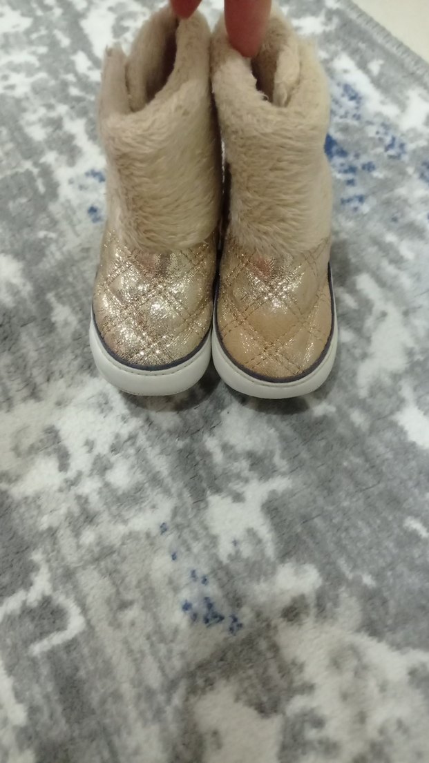 Kız Çocuk Bej Parlak Yılan Desenli Tüylü Bot - Görsel 4