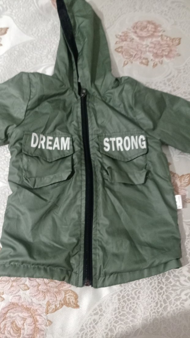 Kapüşonlu Yeşil Erkek Çocuk Yağmurluk - Görsel 4