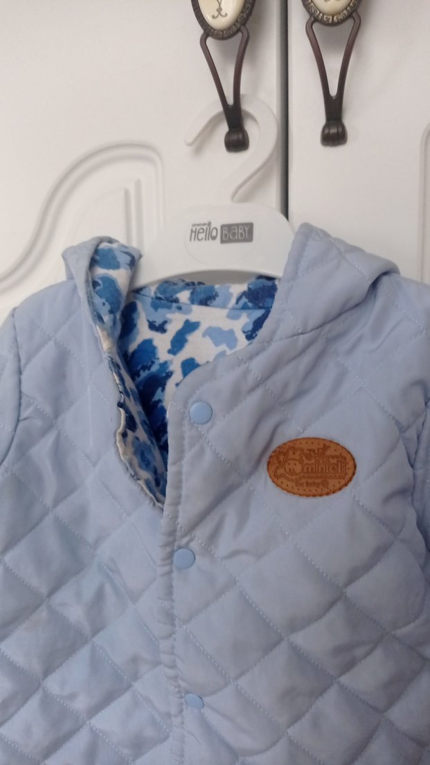 Kapüşonlu Mavi erkekÇocuk Mont - Görsel 4