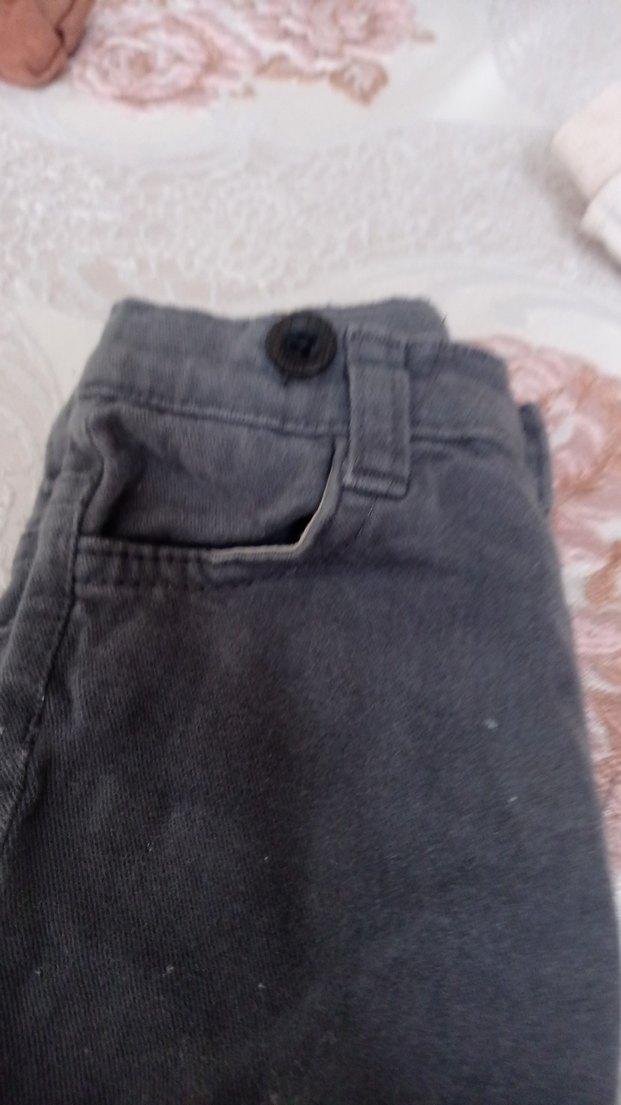 Düğmeli Gri Erkek Çocuk Kot Pantolon - Görsel 2