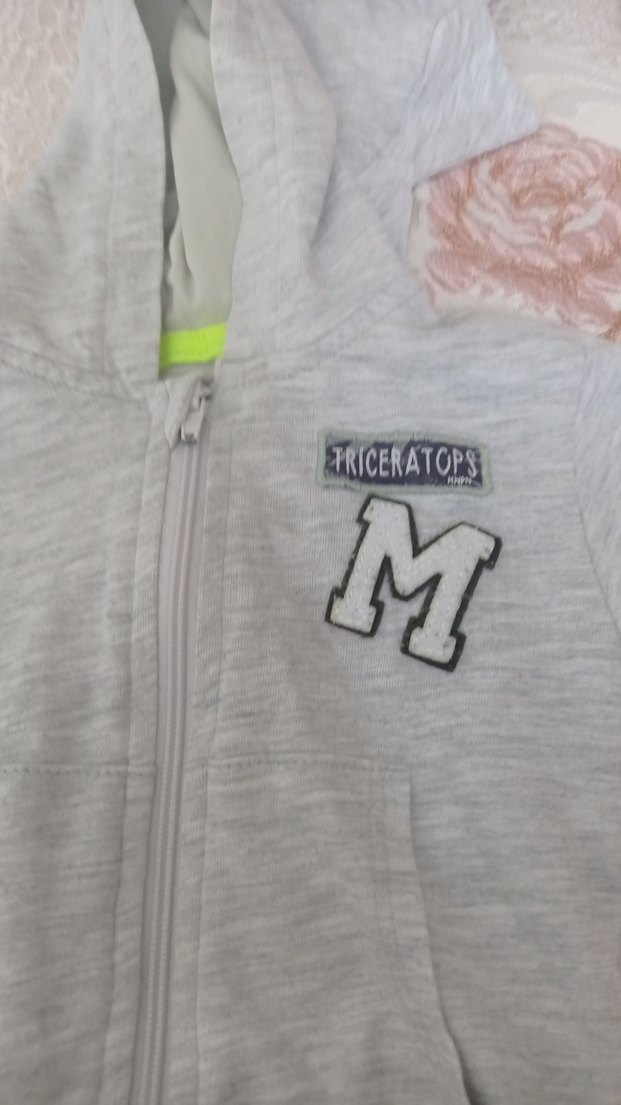 Kız Çocuk Gri Kapüşonlu Fermuarlı Sweatshirt - Görsel 2