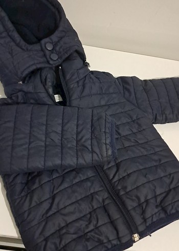 Erkek Çocuk Kapüşonlu Koyu Gri Mont - Görsel 3