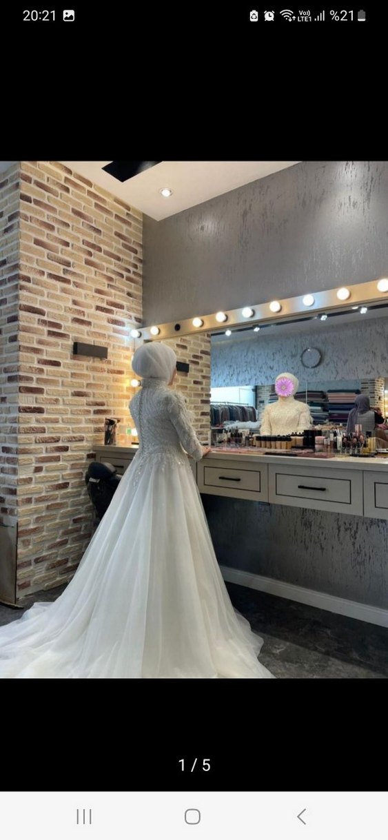 Uzun Kollu, A Kesim Tesettür Gelinlik - Görsel 2