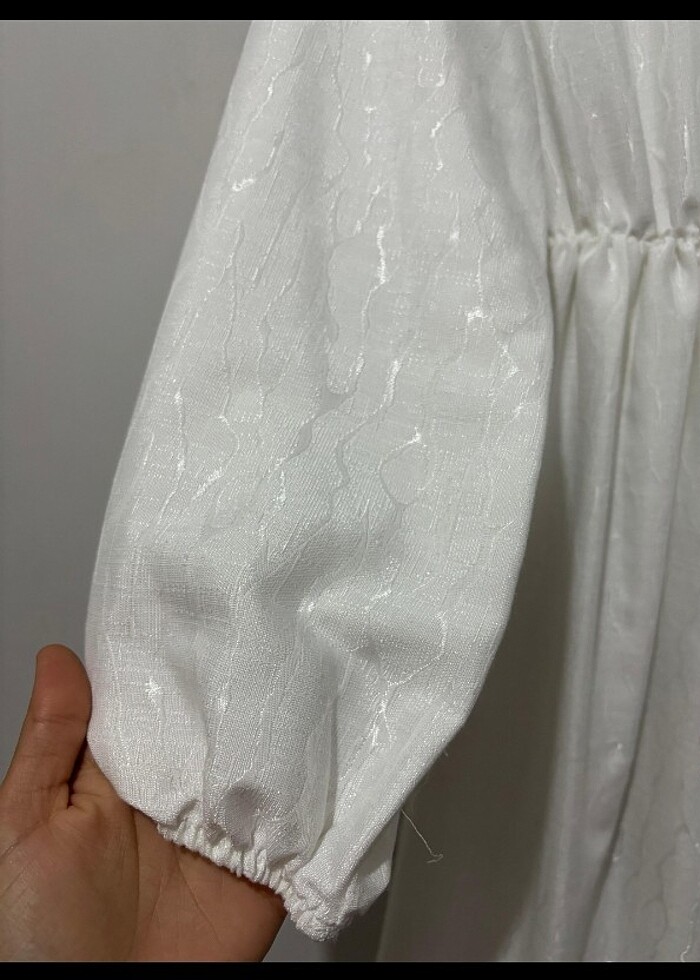 Beyaz tesettür elbise - Görsel 3