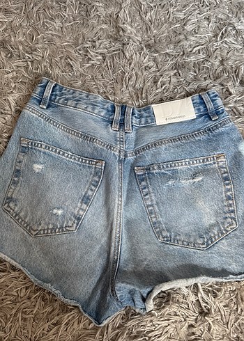 36 Beden mavi Renk Kadın Yıpranmış Mini Kot Şort Stradivarius D75