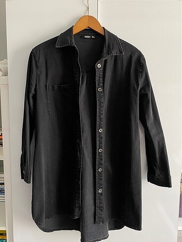 uzun siyah kot gömlek