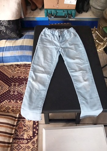 kiz Çocuk Mavi Denim Kemerli Pantolon