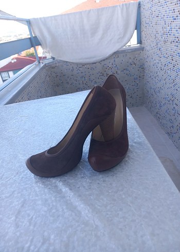 38 Beden kahverengi Renk Bej Süet Platform Topuklu Kadın Stiletto