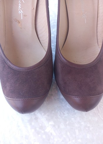 Zara Bej Süet Platform Topuklu Kadın Stiletto