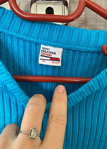 Tommy Hilfiger Mavi Örgü erkek Kazak