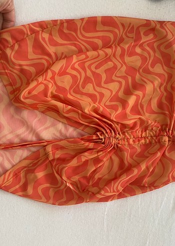 Renkli Bağlama Desenli Mini  Etek bikini üstü plaj - Görsel 2