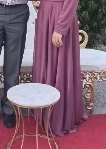 Mor Drapeli Uzun Abiye Elbise - Görsel 2