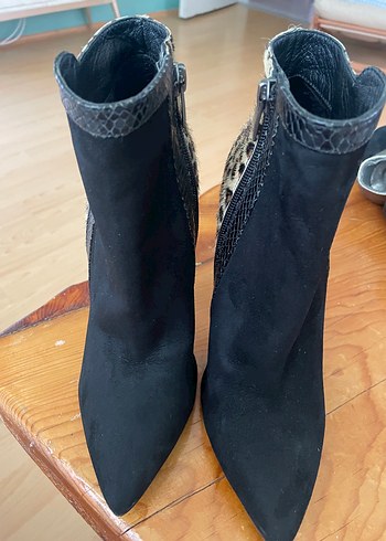 Diğer Kahverengi Leopar Desenli Süet Stiletto Bot