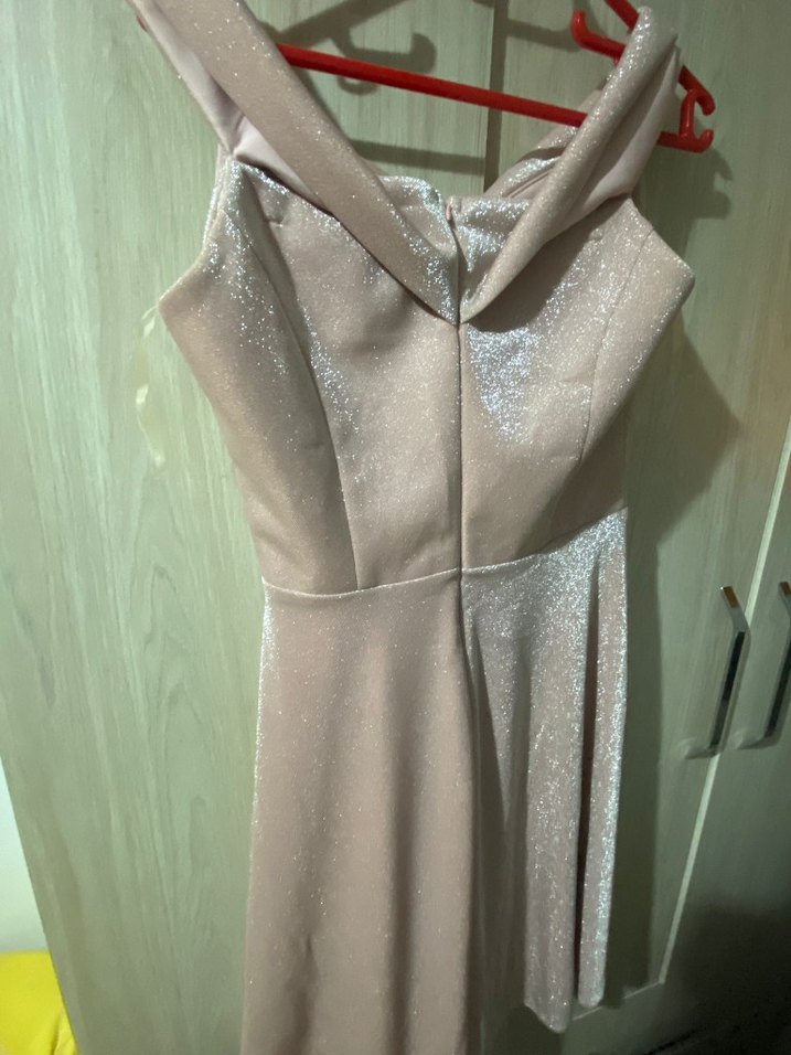 Pembe Drapeli Uzun Abiye Elbise - Görsel 2