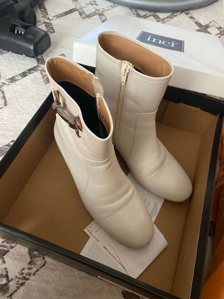 İnci Bej Tokalı Kadın Blok Topuklu Bot - Görsel 2