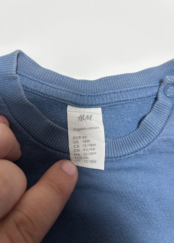 H&M 12-18 Ay Organik Mavi Sweat - Görsel 3