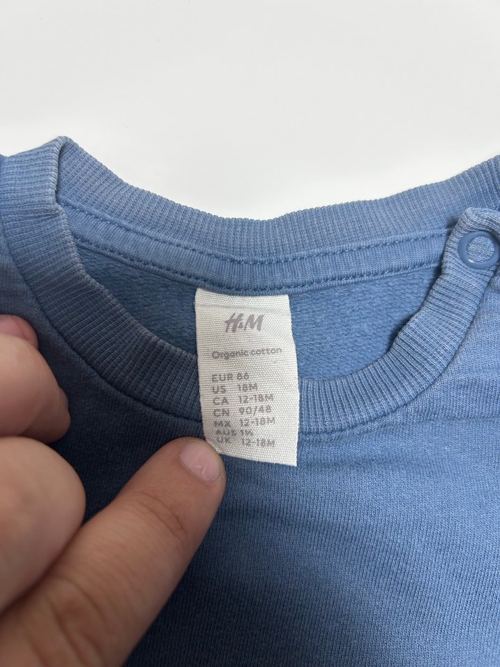 H&M 12-18 Ay Organik Mavi Sweat - Görsel 3