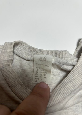 H&M gri sweatshirt 18 ay organik pamuk - Görsel 2