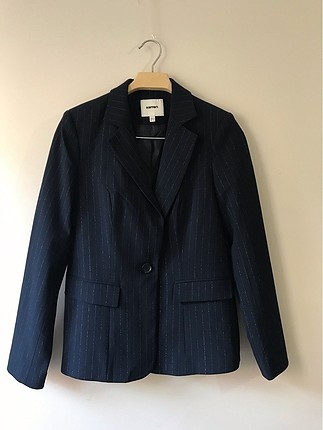 Simli ip detaylı lacivert blazer ceket
