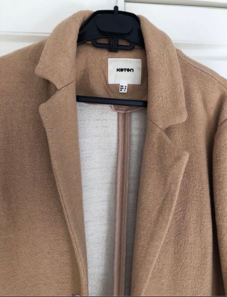 Koton Tek Düğmeli Bej Kaban - Görsel 3
