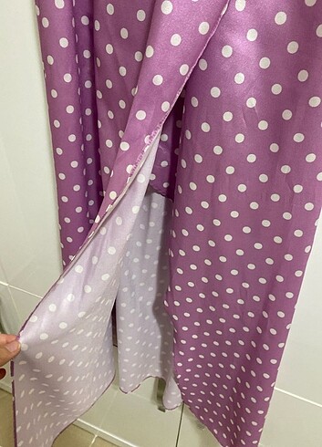 Zara puantiyeli saten elbise - Görsel 5