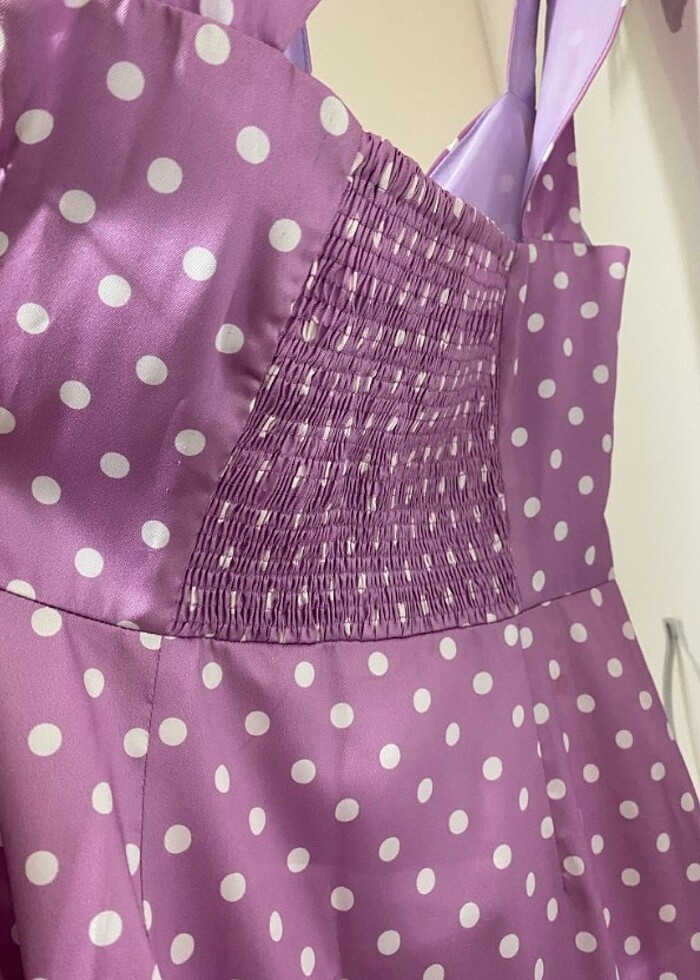 Zara puantiyeli saten elbise - Görsel 3