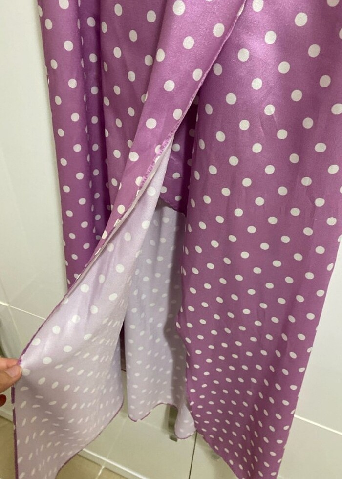 Zara puantiyeli saten elbise - Görsel 5