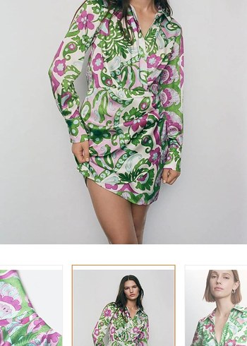 Mango marka desenli saten elbise - Görsel 8