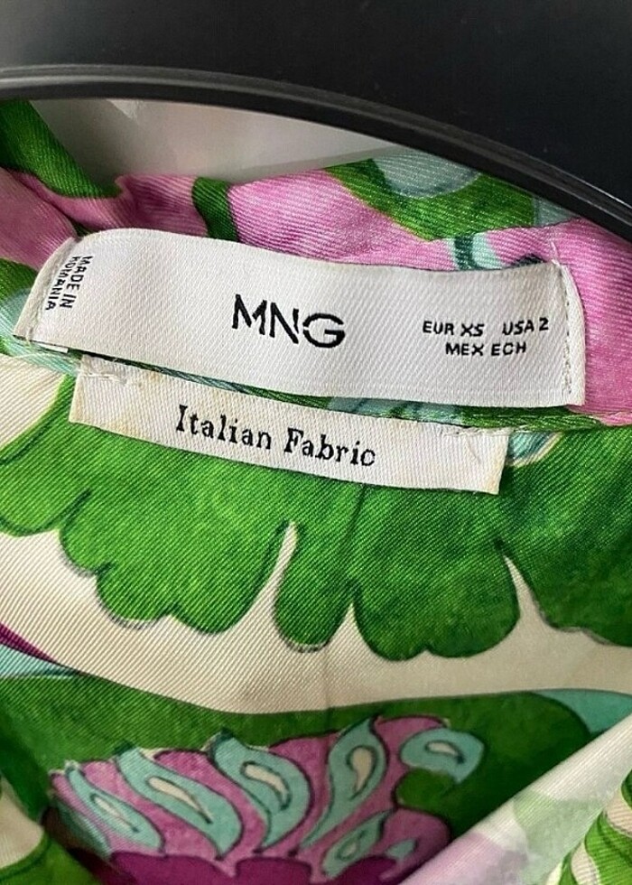 Mango marka desenli saten elbise - Görsel 3