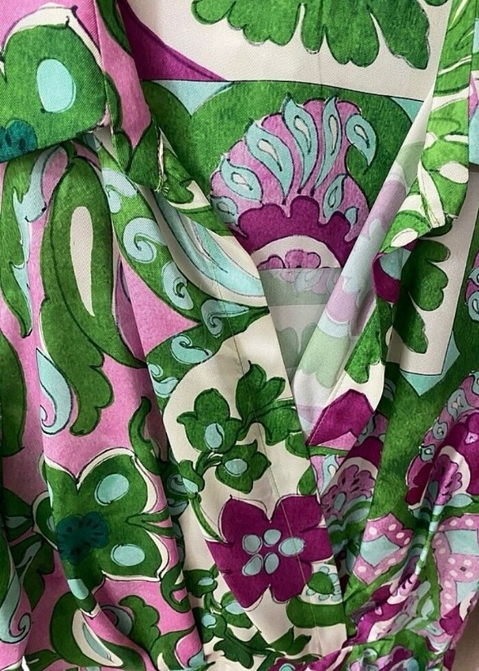 Mango marka desenli saten elbise - Görsel 4