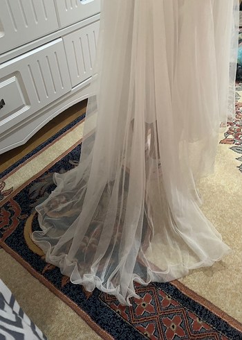 Beyaz Nakışlı Klasik Kız Çocuk Elbisesi - Görsel 4