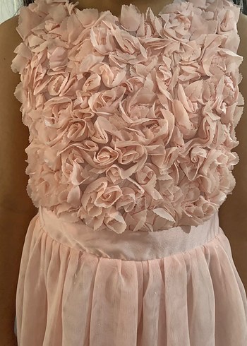 Kız Çocuk Pembe Fırfırlı Straplez Elbise - Görsel 2