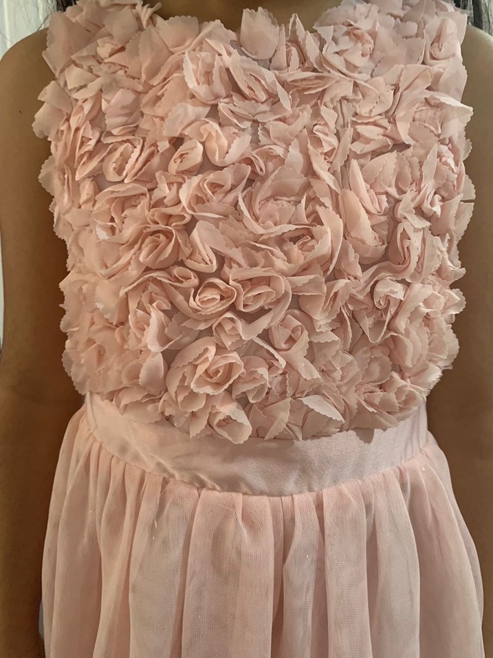 Kız Çocuk Pembe Fırfırlı Straplez Elbise - Görsel 2