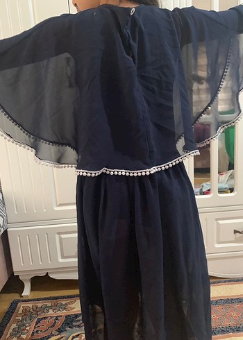 Kız Çocuk Lacivert Bohem Salaş Elbise - Görsel 4