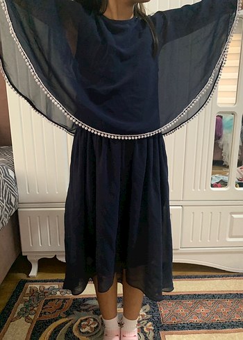 Kız Çocuk Lacivert Bohem Salaş Elbise - Görsel 3