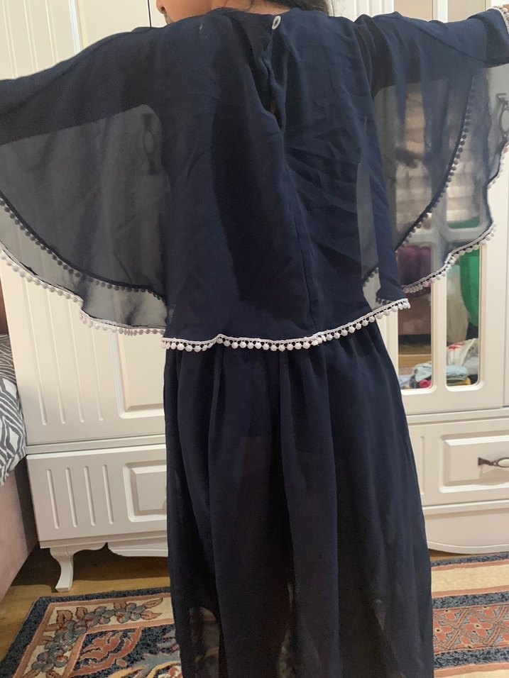 Kız Çocuk Lacivert Bohem Salaş Elbise - Görsel 4