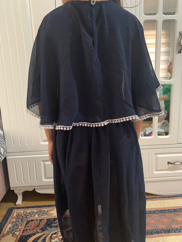 Kız Çocuk Lacivert Bohem Salaş Elbise - Görsel 5