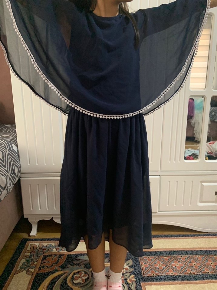 Kız Çocuk Lacivert Bohem Salaş Elbise - Görsel 3