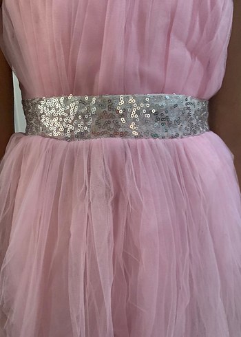 Pudra Rengi Kız Çocuk Drapeli Elbise - Görsel 3