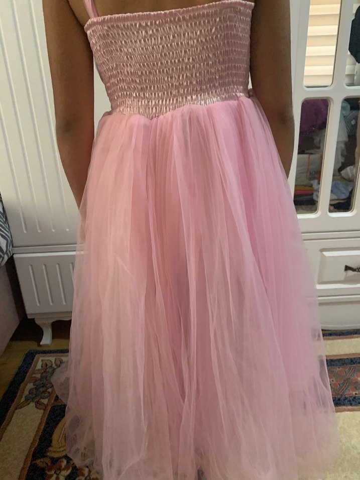 Pudra Rengi Kız Çocuk Drapeli Elbise - Görsel 4