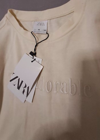 Zara Kız Çocuk Bej Uzun Kollu Basic Tişört - Görsel 5