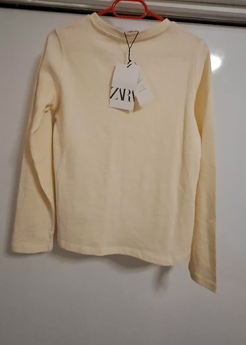 Zara Kız Çocuk Bej Uzun Kollu Basic Tişört - Görsel 6