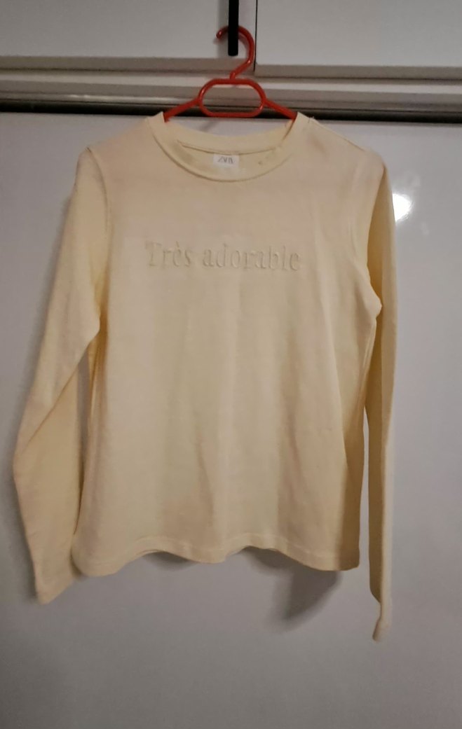 Zara Kız Çocuk Bej Uzun Kollu Basic Tişört - Görsel 3