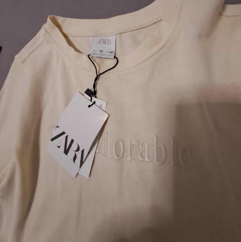 Zara Kız Çocuk Bej Uzun Kollu Basic Tişört - Görsel 5