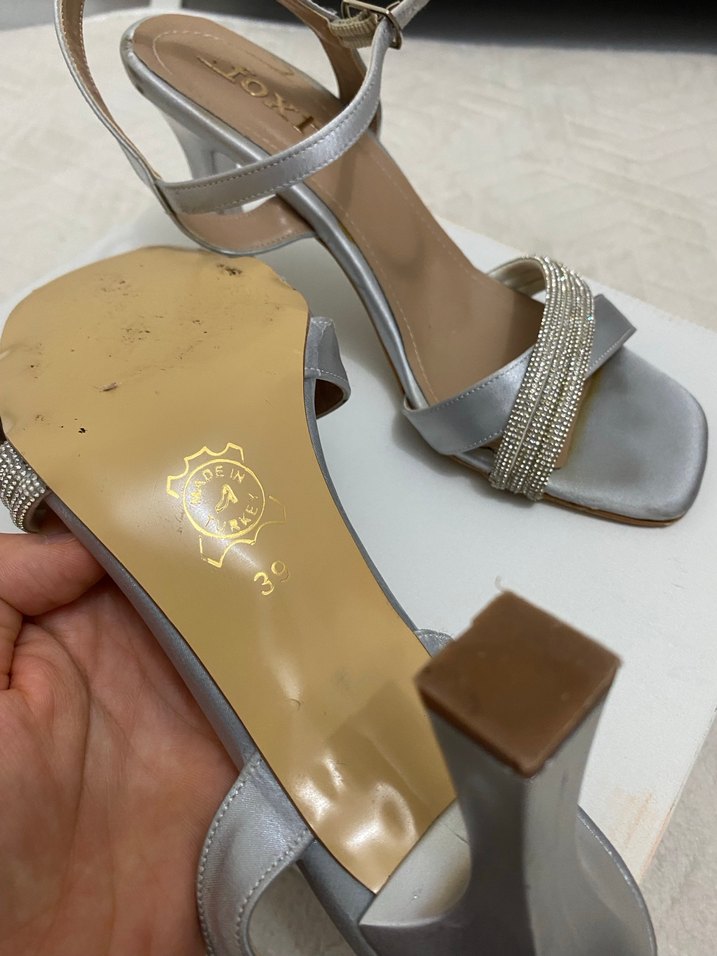 Gri  Blok Topuklu Kadın Ayakkabı - Görsel 4